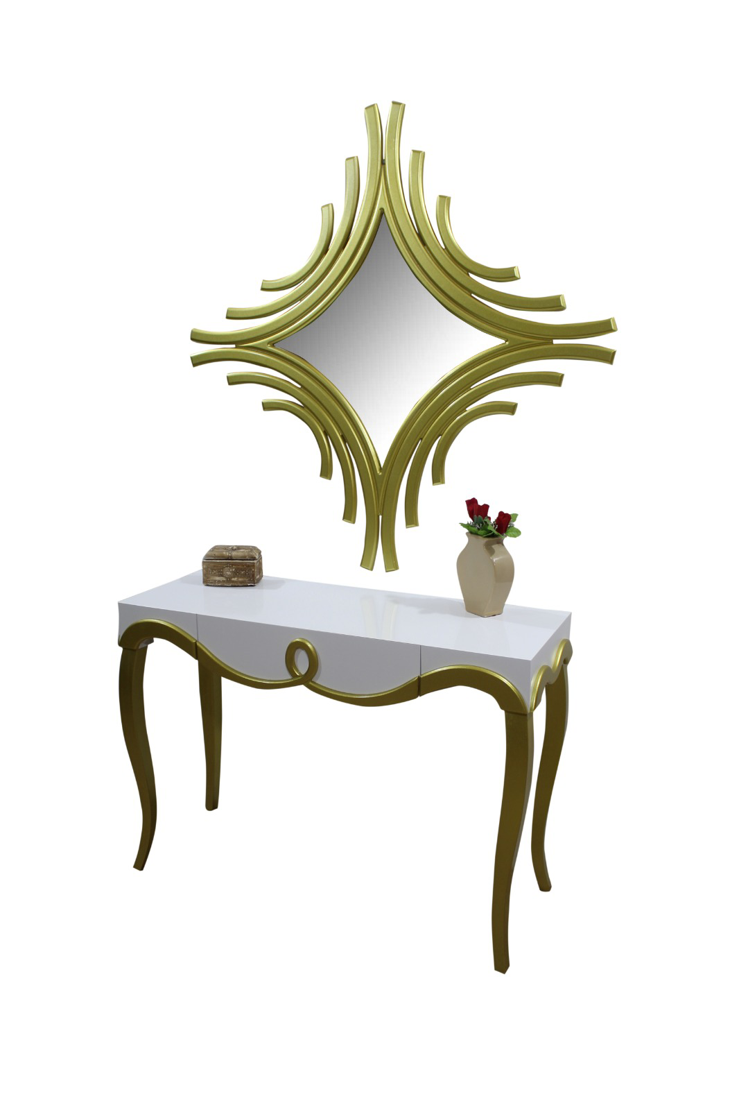 Dresuar 14601 CNC KABARTMA Model Kayın Aslan Ayak Parlak Beyaz Şı