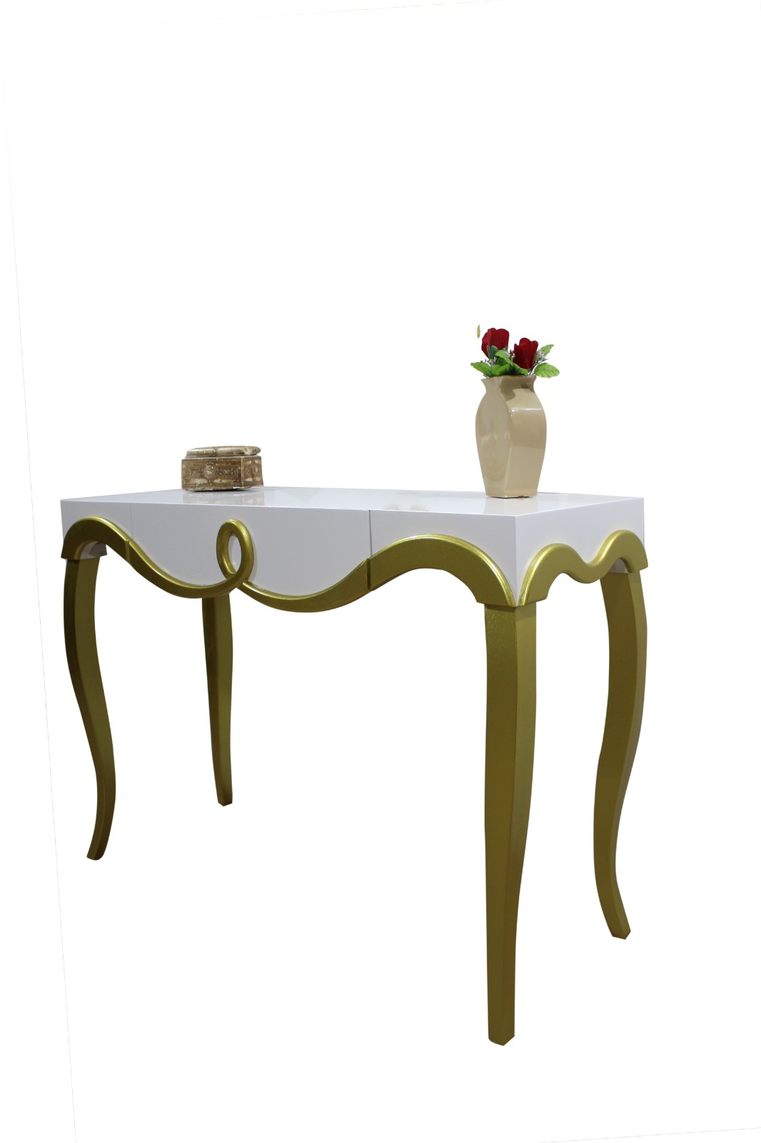 Dresuar 14610 CNC KABARTMA Kayın Aslan Ayak Parlak Beyaz  Boya Şı