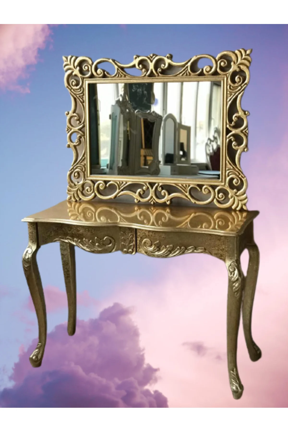 Dresuar 17413 Aslan Ayak Model Kayın TORNA Parlak GOLD Lake ÇEKMECE Ayna Lüx Oyma Dresuar 17413 Aslan Ayak Model Kayın TORNA Parlak GOLD Lake ÇEKMECE Ayna Lüx Oyma - Görsel 7