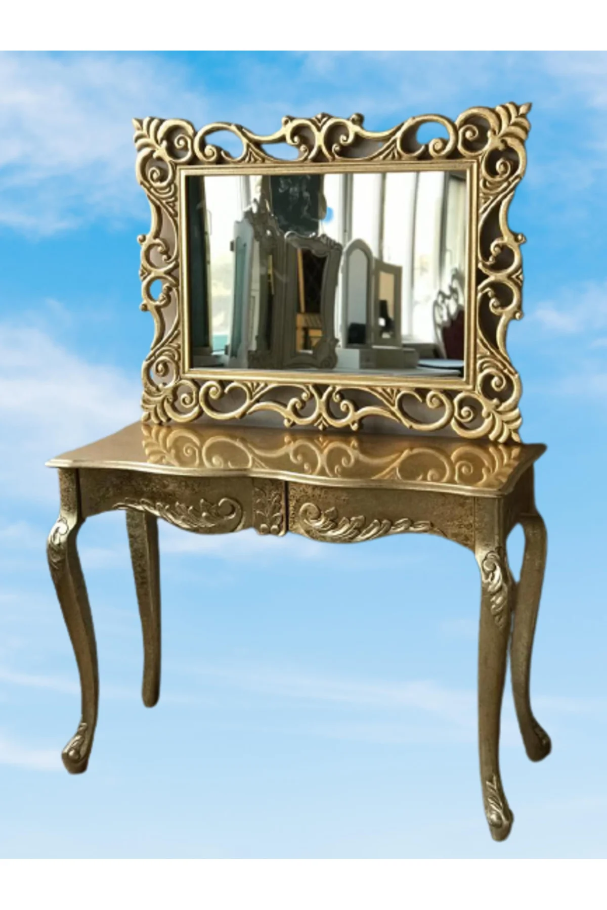Dresuar 17413 Aslan Ayak Model Kayın TORNA Parlak GOLD Lake ÇEKMECE Ayna Lüx Oyma Dresuar 17413 Aslan Ayak Model Kayın TORNA Parlak GOLD Lake ÇEKMECE Ayna Lüx Oyma - Görsel 5
