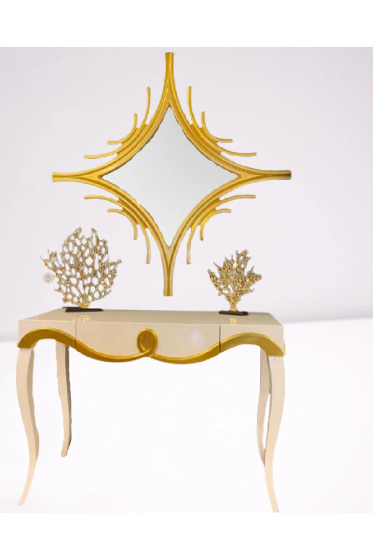 Dresuar 18471 CNC KABARTMA Model Kayın aslan ayak Parlak BEYAZ-GOLD uyum El yapım Dresuar 18471 CNC KABARTMA Model Kayın aslan ayak Parlak BEYAZ-GOLD uyum El yapım - Görsel 3