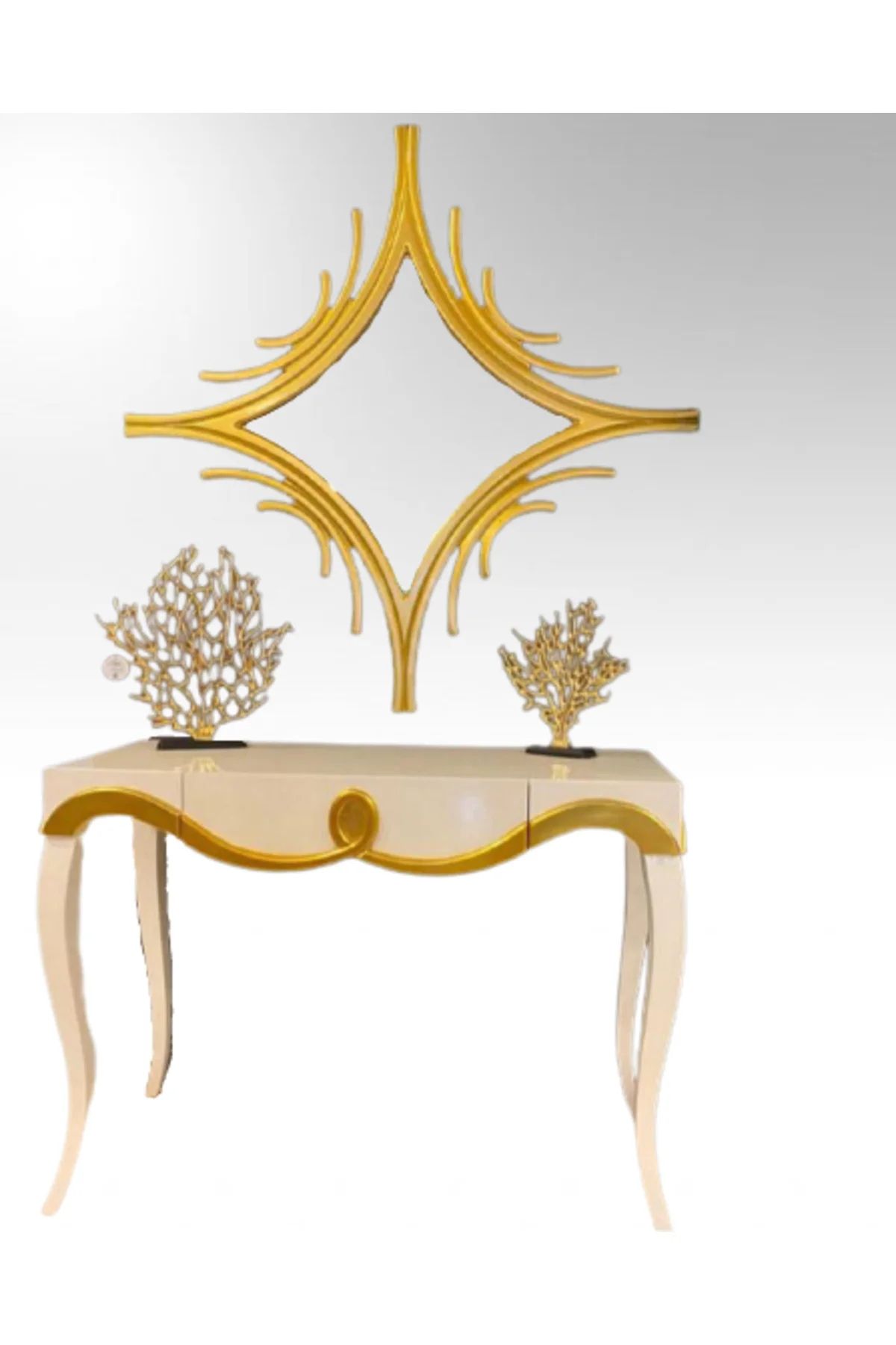 Dresuar 18471 CNC KABARTMA Model Kayın aslan ayak Parlak BEYAZ-GOLD uyum El yapım Dresuar 18471 CNC KABARTMA Model Kayın aslan ayak Parlak BEYAZ-GOLD uyum El yapım - Görsel 5