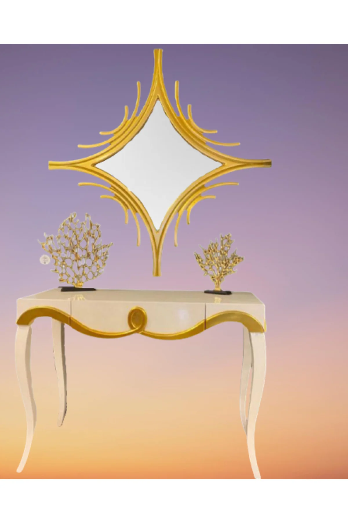 Dresuar 18471 CNC KABARTMA Model Kayın aslan ayak Parlak BEYAZ-GOLD uyum El yapım Dresuar 18471 CNC KABARTMA Model Kayın aslan ayak Parlak BEYAZ-GOLD uyum El yapım - Görsel 4