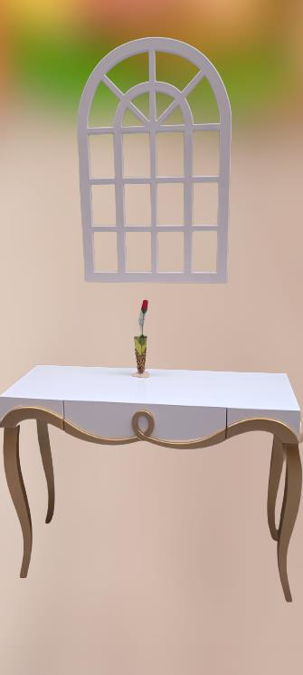 Dresuar 90011 CNC kabartma Model Windows Ayna Gold Lake Beyz Tabl