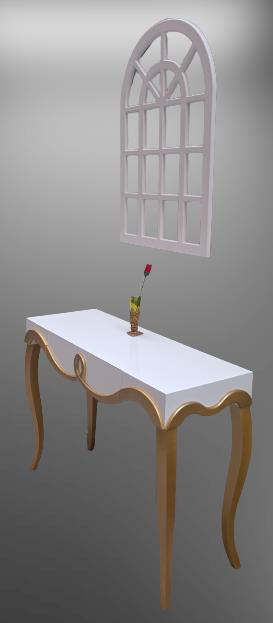 Dresuar 90011 CNC kabartma Model Windows Ayna Gold Lake Beyz Tabl