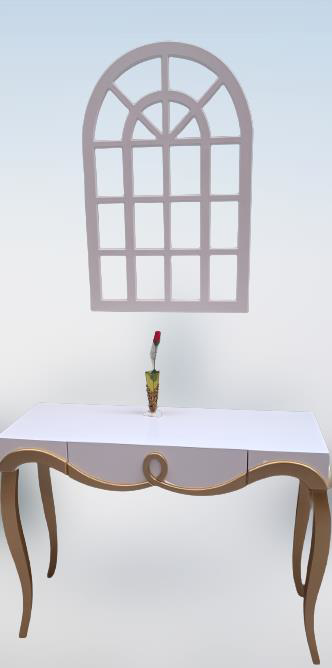 Dresuar 90011 CNC kabartma Model Windows Ayna Gold Lake Beyz Tabl