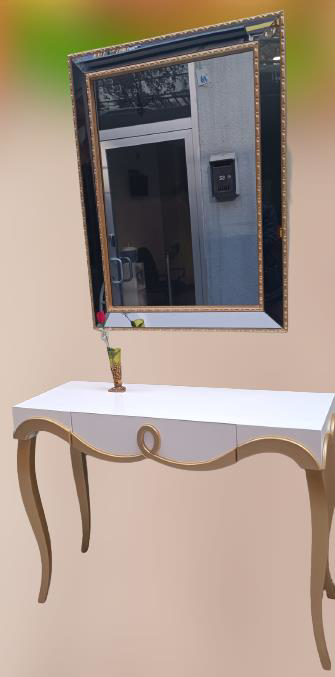 Dresuar 90012 CNC Kabartma Hayal Ayna Gold beyaz Uyum Ahşp MDF Ka