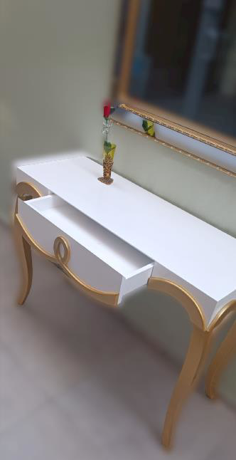 Dresuar 90012 CNC Kabartma Hayal Ayna Gold beyaz Uyum Ahşp MDF Ka