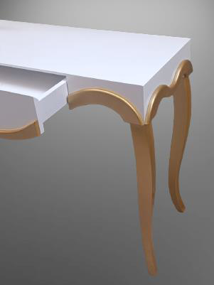 Dresuar 90012 CNC Kabartma Hayal Ayna Gold beyaz Uyum Ahşp MDF Ka