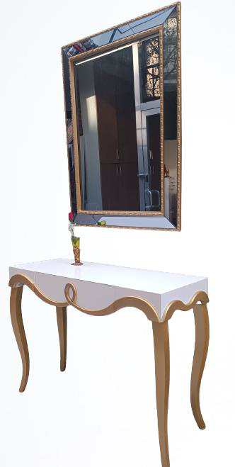 Dresuar 90012 CNC Kabartma Hayal Ayna Gold beyaz Uyum Ahşp MDF Ka