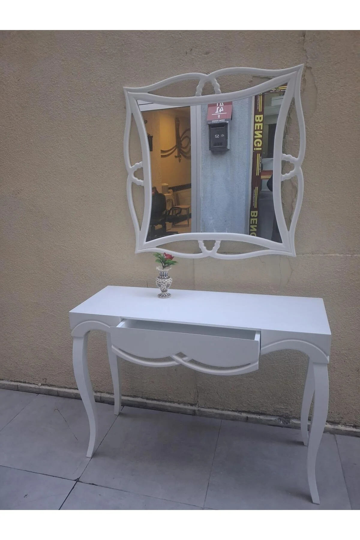Dresuar 90544 CNC Çökertme Model Windows Ayna Lake Beyaz Tabla Kayn Aslan Ayak - Görsel 2