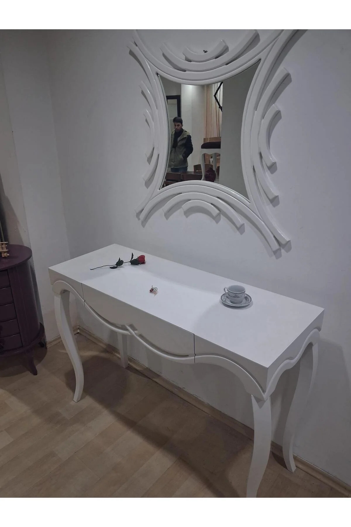 Dresuar 90628 CNC Çökertme Model Cnc Ayna Lake Beyaz Tabla Kayn Aslan Ayak - Görsel 7