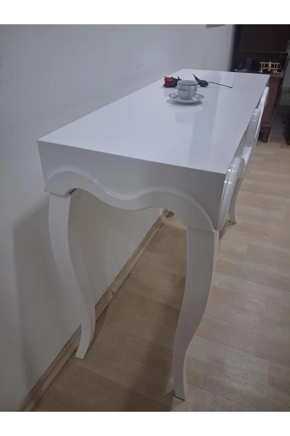 Dresuar Cnc Kabartma 90680 Model Kayın Ağacı Aslan Lükens Ayak Parlak Beyaz - Görsel 7
