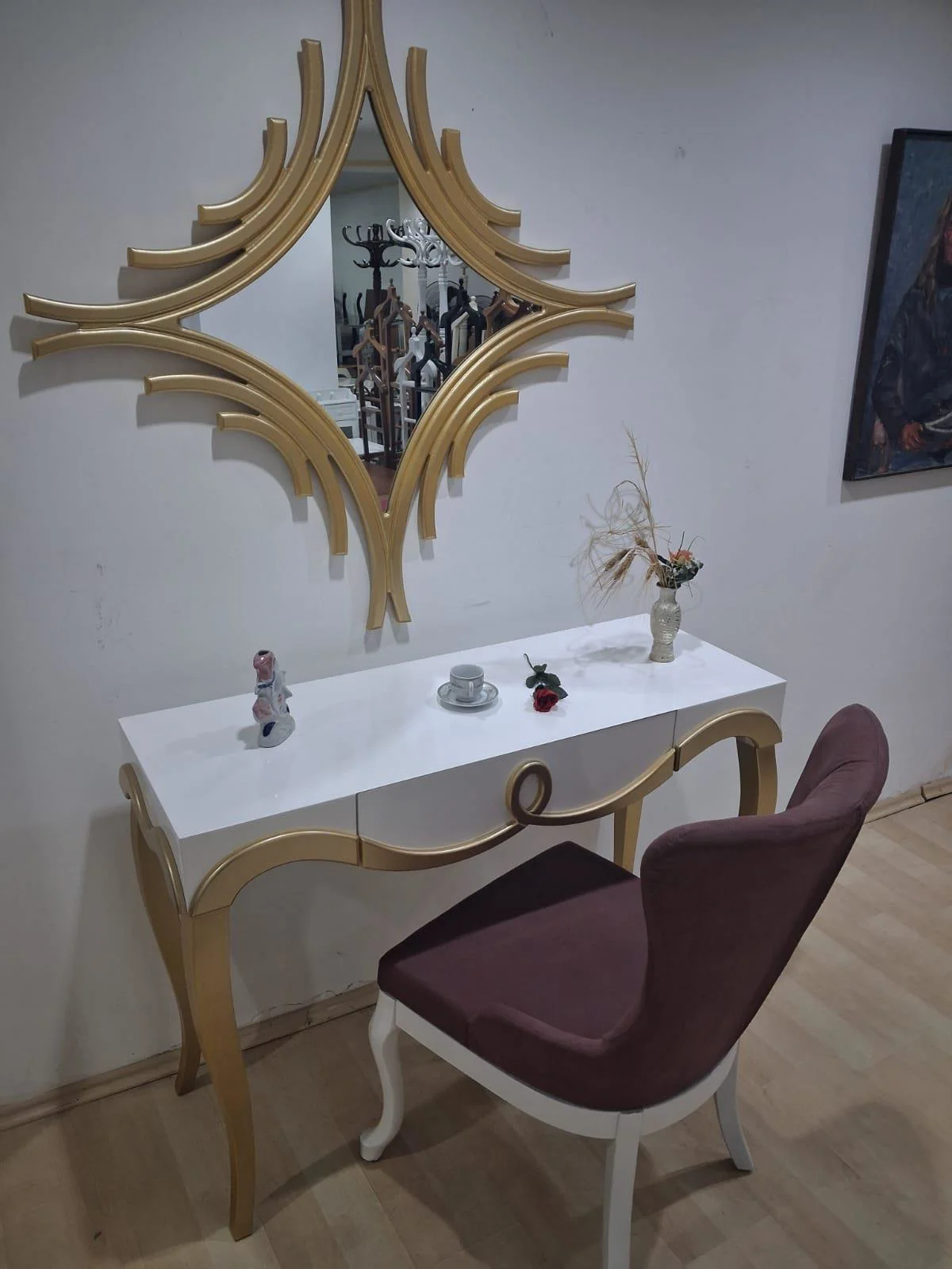 Dresuar Cnc Kabartma 90663 Model Aynalı Gökyüzü Sandalye Ayak Par