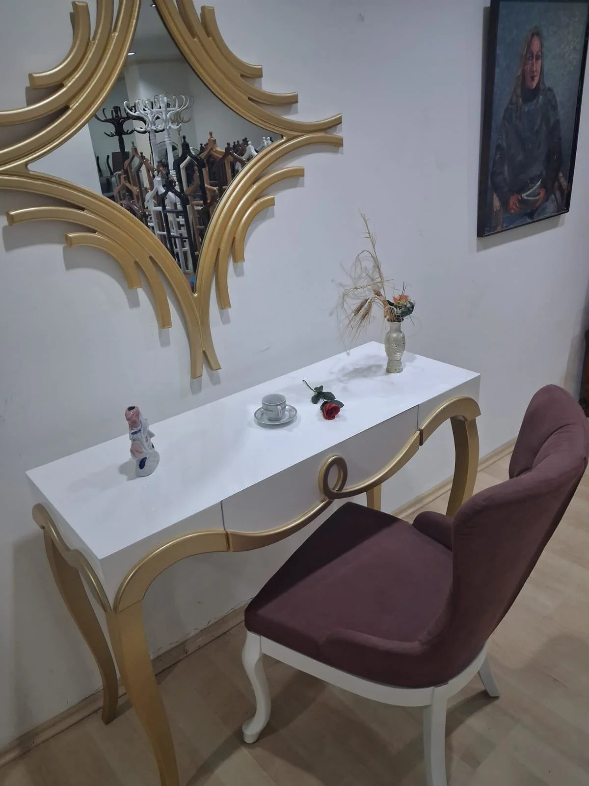 Dresuar Cnc Kabartma 90663 Model Aynalı Gökyüzü Sandalye Ayak Par