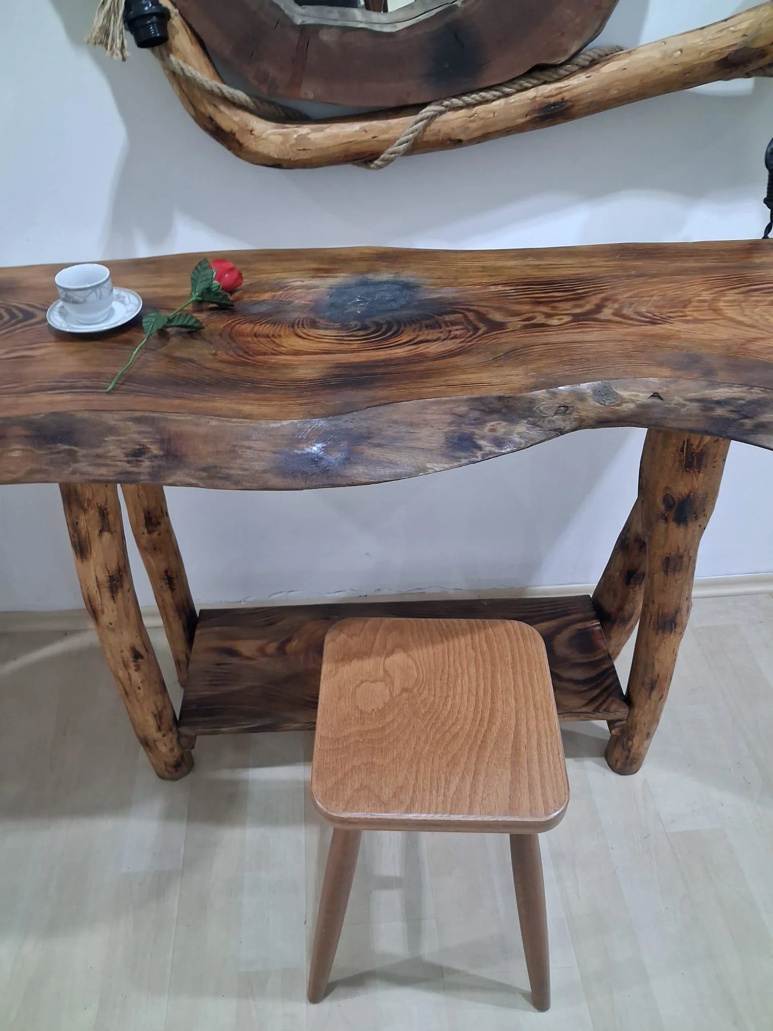 Dresuar Lambader 90649 Kuru Zeytin Ağaçtan Üretilmiş Fırınlanmış 