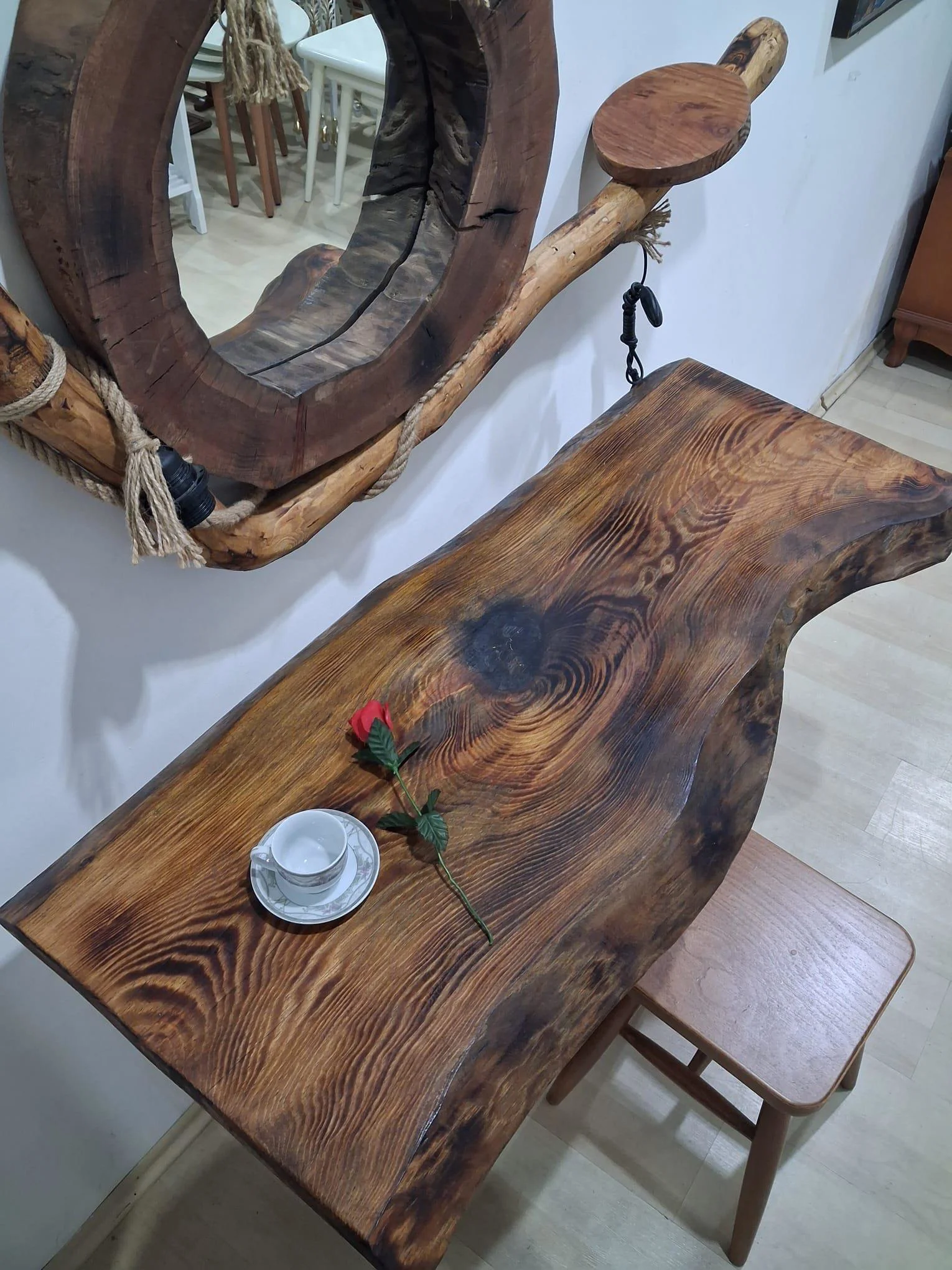 Dresuar Lambader 90649 Kuru Zeytin Ağaçtan Üretilmiş Fırınlanmış 