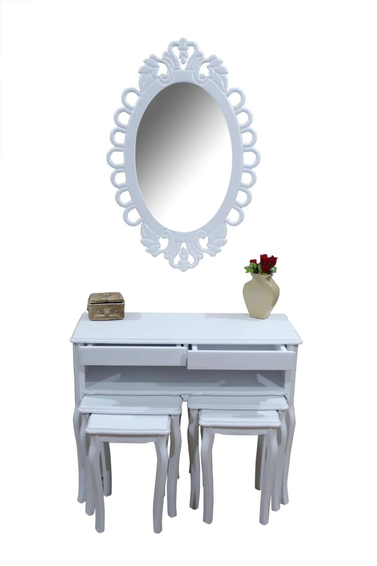 Dresuar Zigon 14609 Takım ASLAN Model Kayın Oyma Beyaz Nakış OVAL ayna El Yapım Dresuar Zigon 14609 Takım ASLAN Model Kayın Oyma Beyaz Nakış OVAL ayna El Yapım - Görsel 2