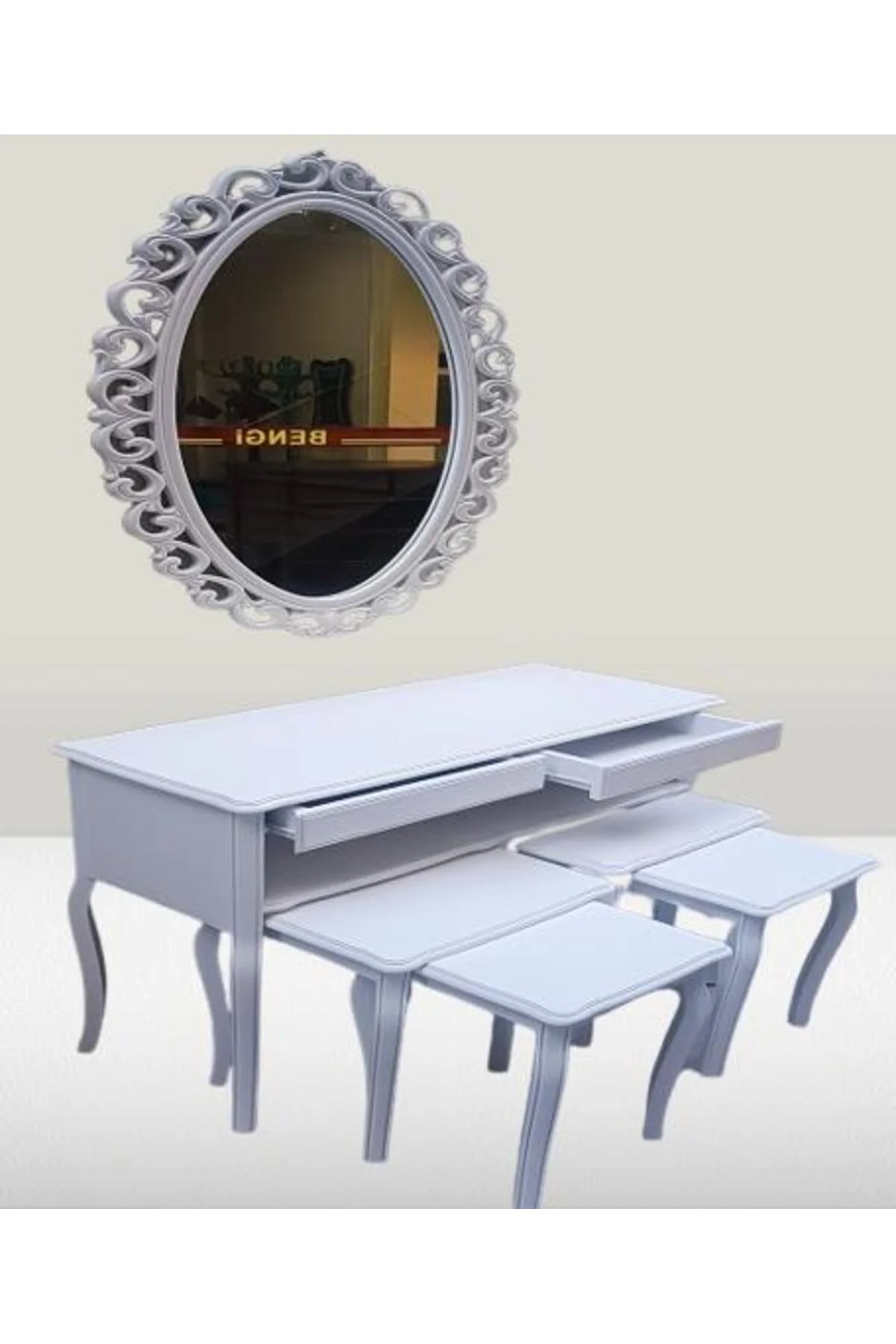 Dresuar-Zigon Tk 14600 ASLAN Model Kayın Parlak Beyaz Boya Nakış OVAL ayna Elyapı Dresuar-Zigon Tk 14600 ASLAN Model Kayın Parlak Beyaz Boya Nakış OVAL ayna Elyapı