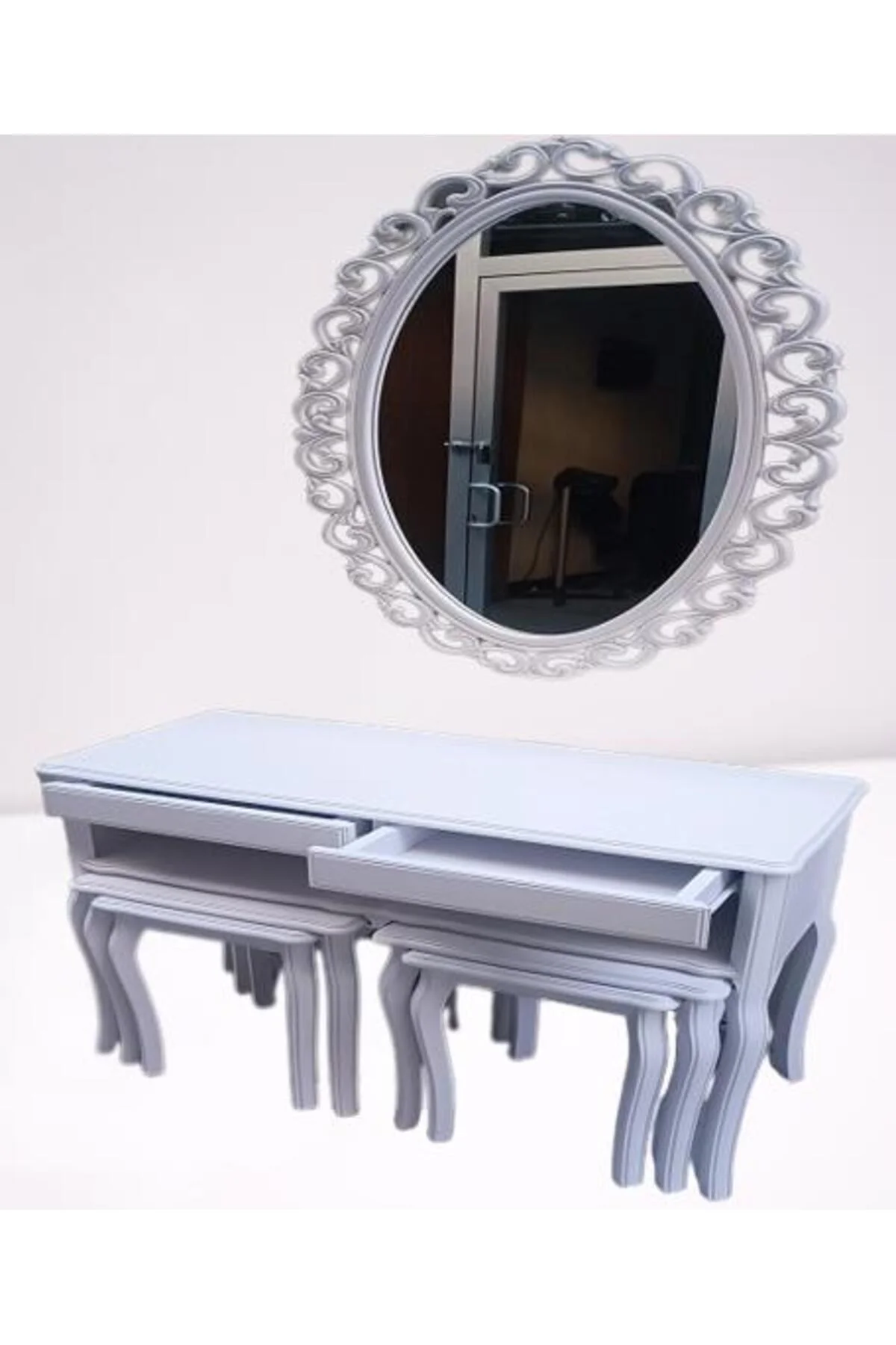 Dresuar-Zigon Tk 14600 ASLAN Model Kayın Parlak Beyaz Boya Nakış OVAL ayna Elyapı Dresuar-Zigon Tk 14600 ASLAN Model Kayın Parlak Beyaz Boya Nakış OVAL ayna Elyapı - Görsel 6