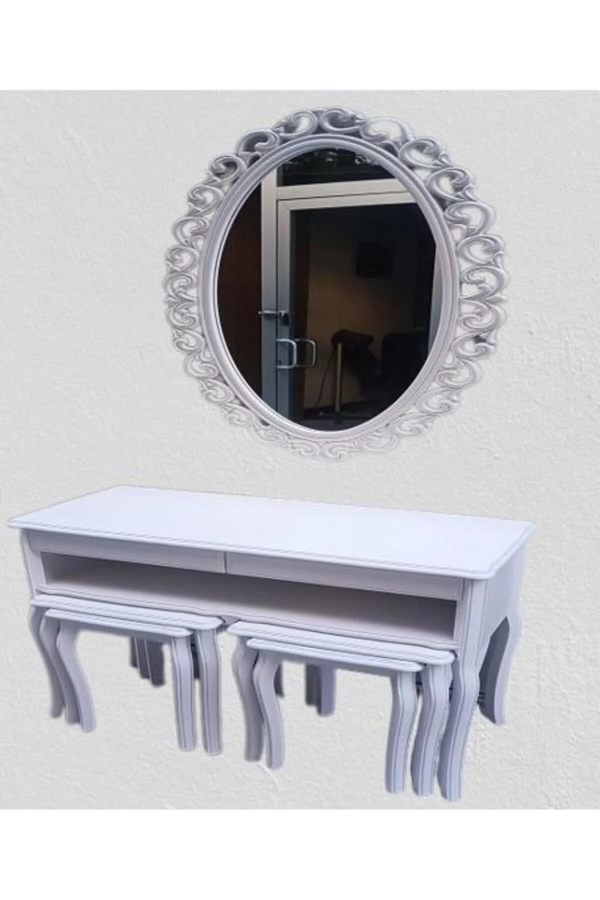 Dresuar-Zigon Tk 14600 ASLAN Model Kayın Parlak Beyaz Boya Nakış OVAL ayna Elyapı Dresuar-Zigon Tk 14600 ASLAN Model Kayın Parlak Beyaz Boya Nakış OVAL ayna Elyapı - Görsel 8