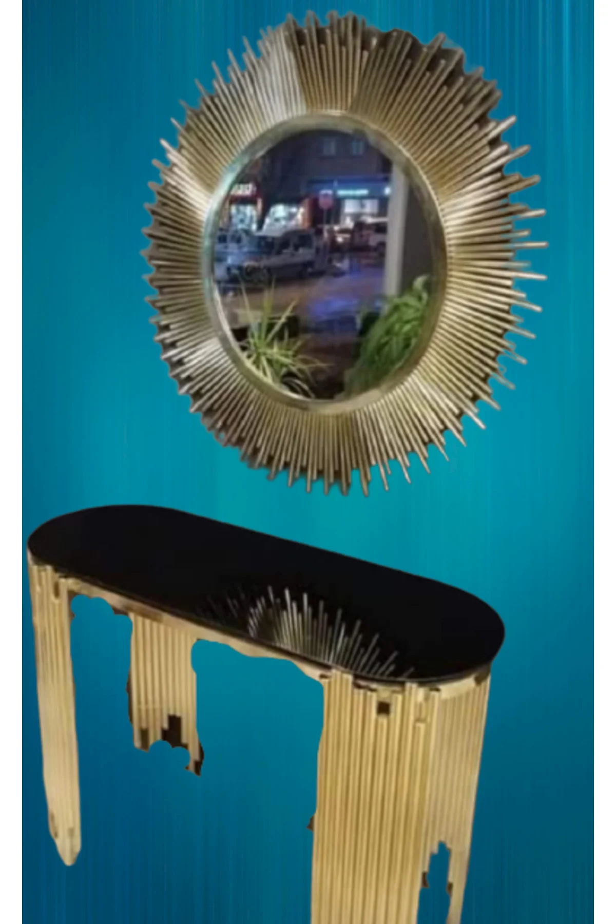 Dresuar17412 NİCE GÜNEŞ Model Metal Gold Renk Kaplama Yuvarlak Güneş Ayna El Yapı Dresuar17412 NİCE GÜNEŞ Model Metal Gold Renk Kaplama Yuvarlak Güneş Ayna El Yapı - Görsel 6