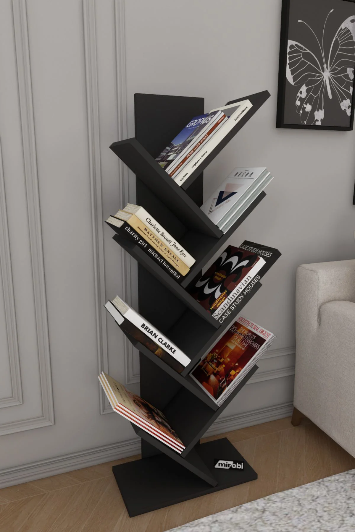 Dria Ağaç Kitaplık Dekoratif Kitaplık Raf Düzenleyici Kitap Rafı 