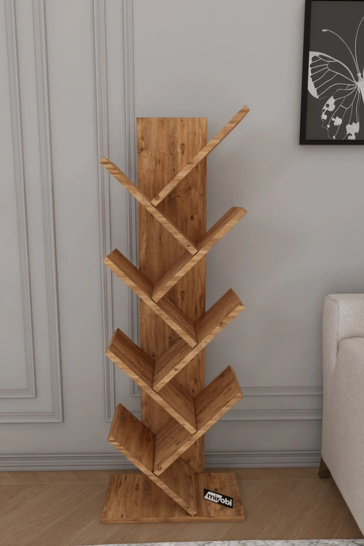 Dria Ağaç Kitaplık Dekoratif Kitaplık Raf Düzenleyici Kitap Rafı 