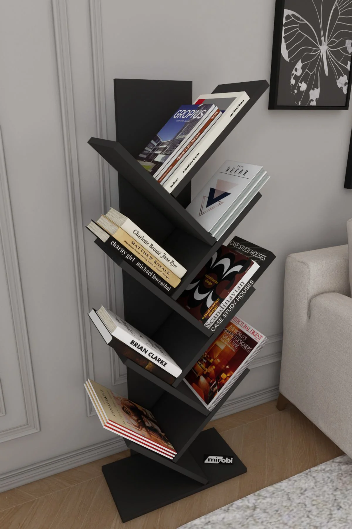 Dria Ağaç Kitaplık Dekoratif Kitaplık Raf Düzenleyici Kitap Rafı 