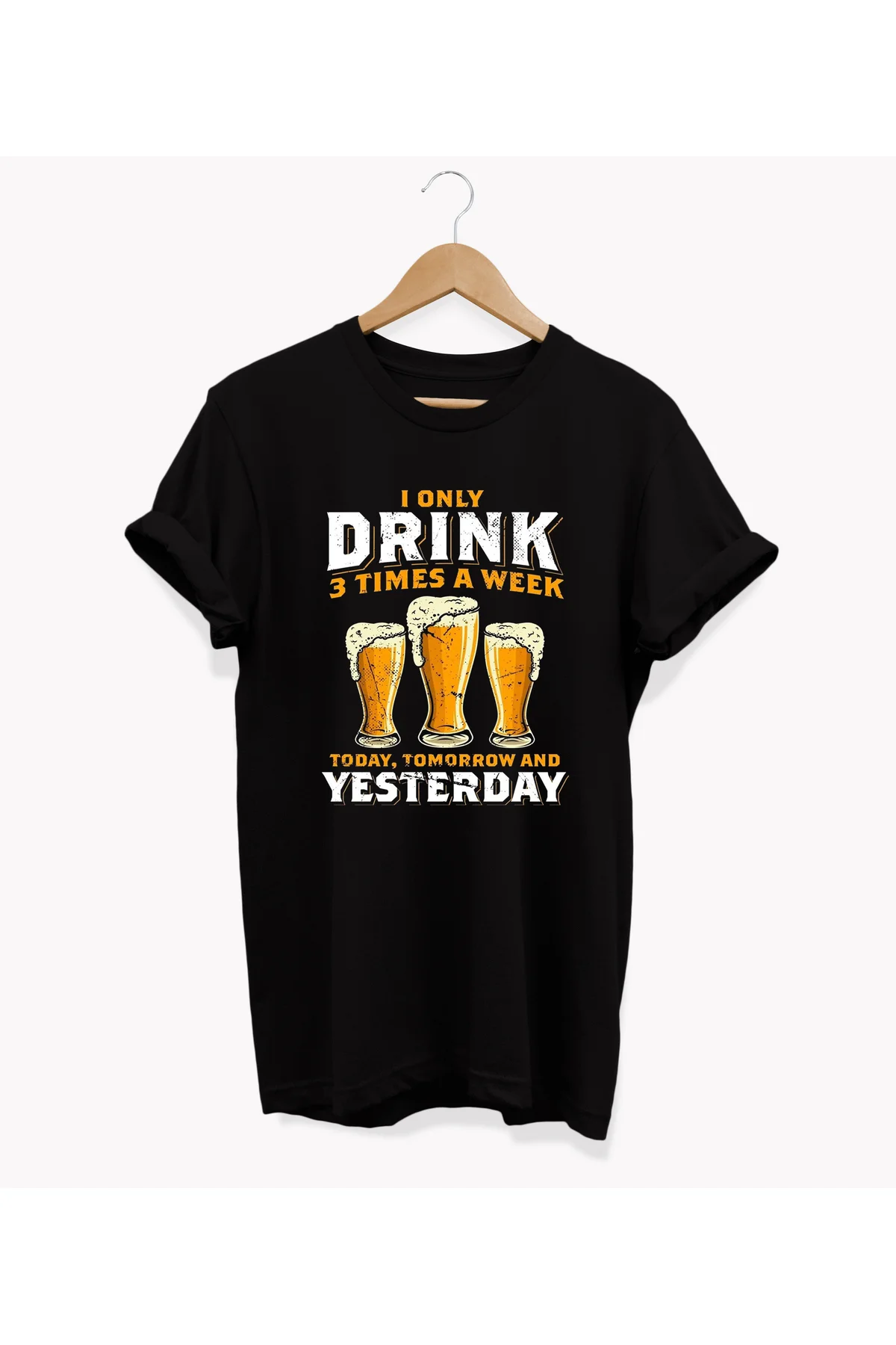 , Drink Baskılı, %100 Pamuk, Bisiklet Yaka, Oversize T-shirt, Büyük Beden Tişört