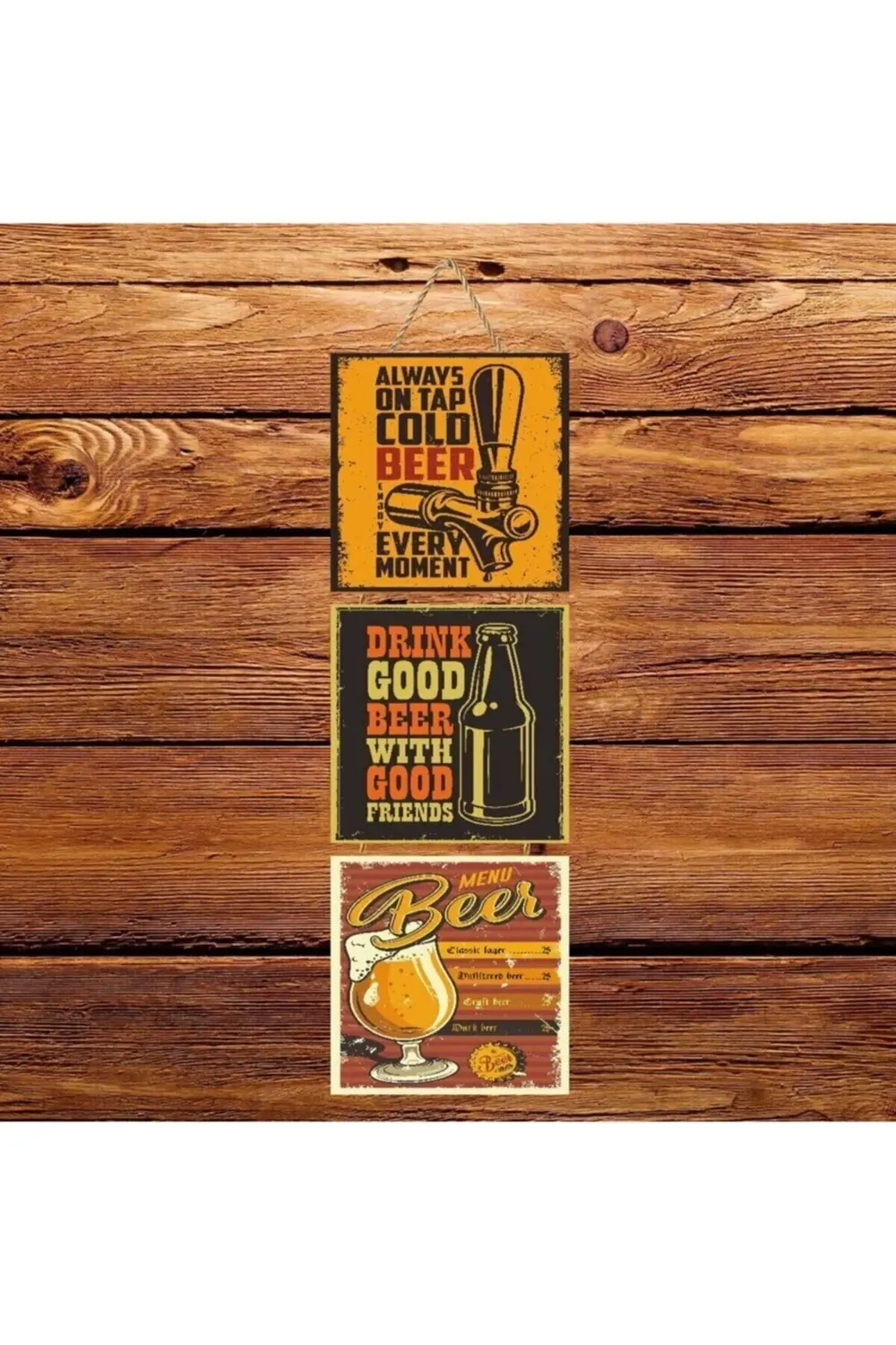 Drink Good Üçlü Retro Ahşap Poster Ü147