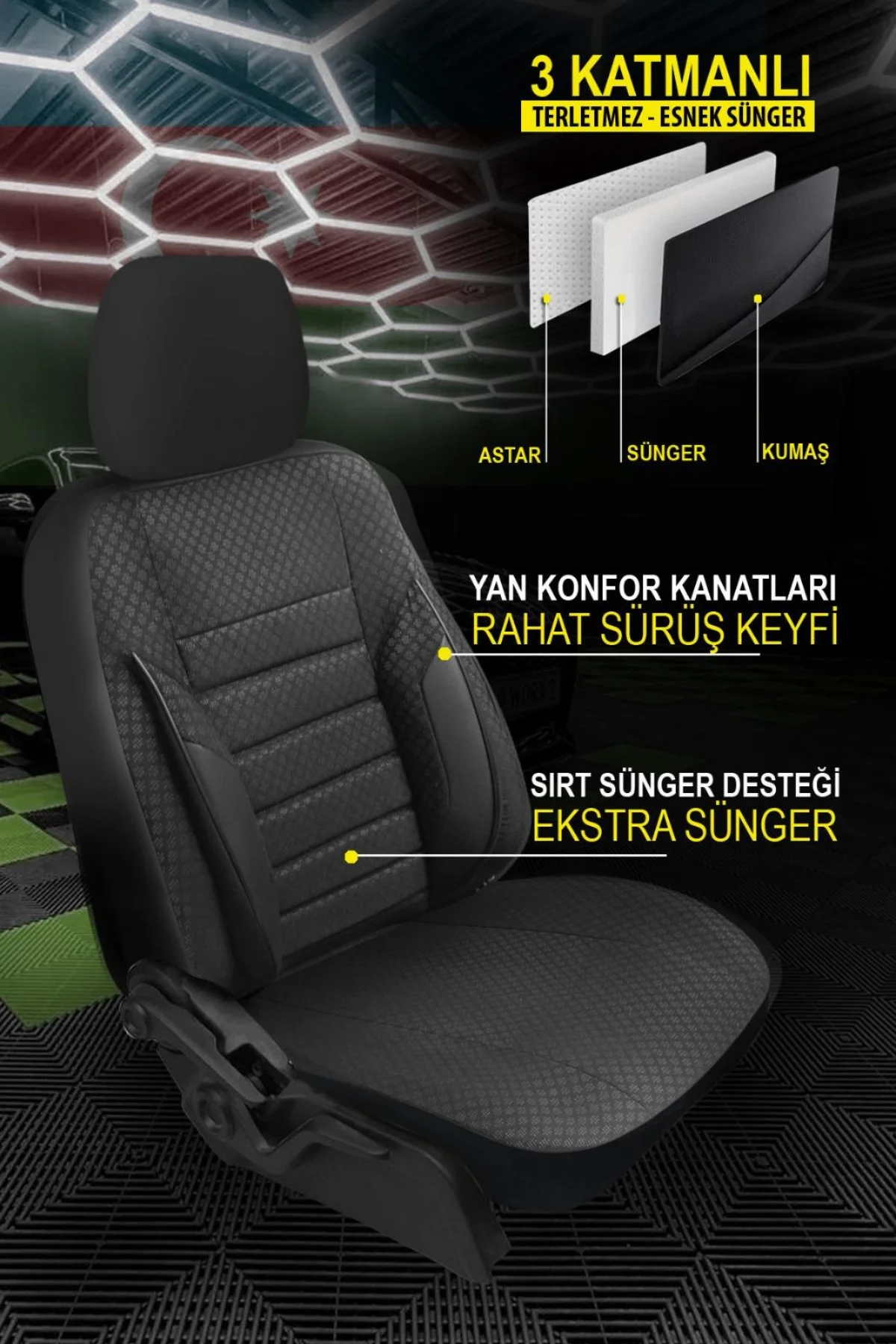Drive Serisi Dokuma Oto Koltuk Kılıfı Siyah Fiyatı, Yorumları ve Özellikleri