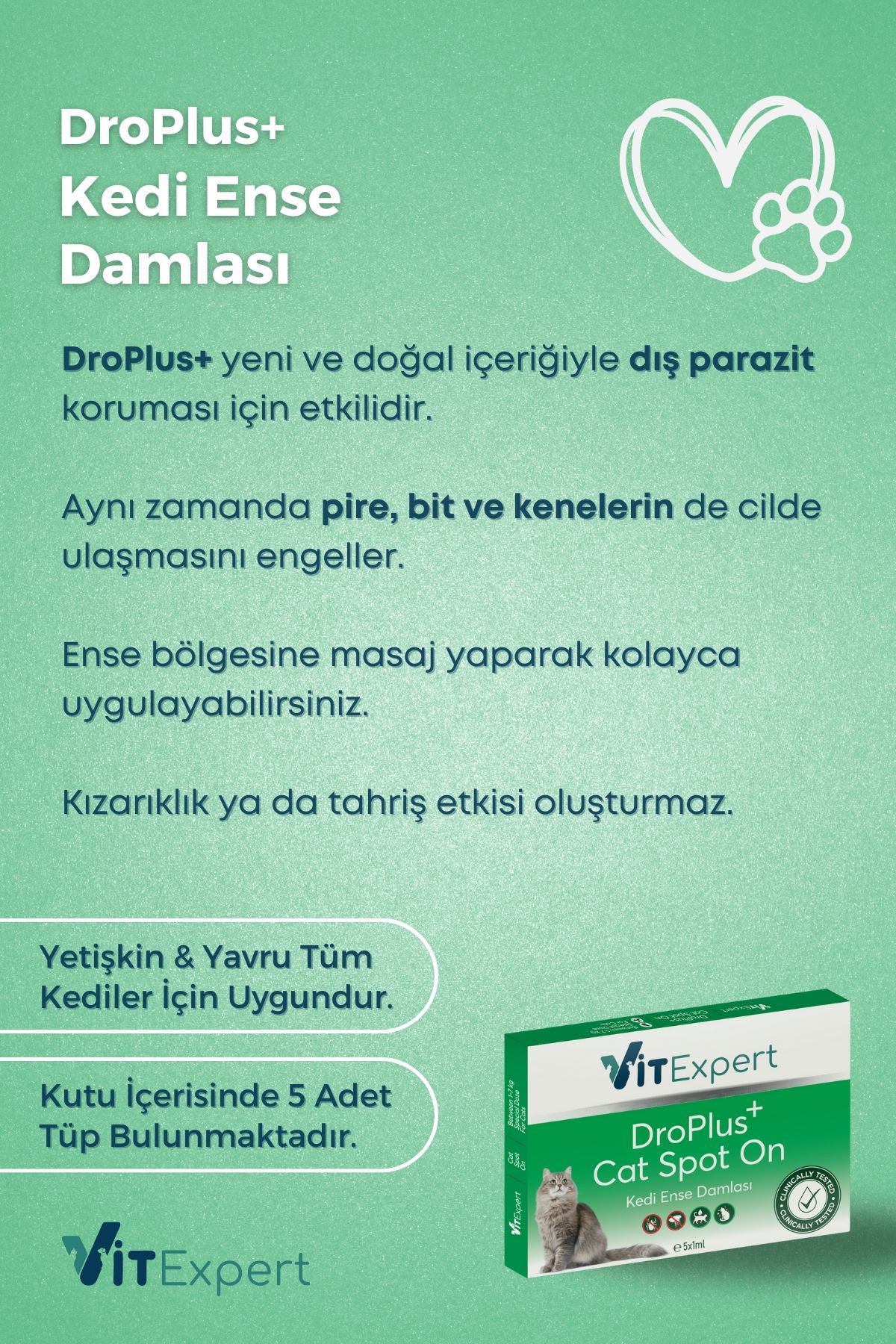 Vitexpert Droplus Kedi Damlasi Pire Diş Parazit Bit Kene Deri Bakimi İçin B