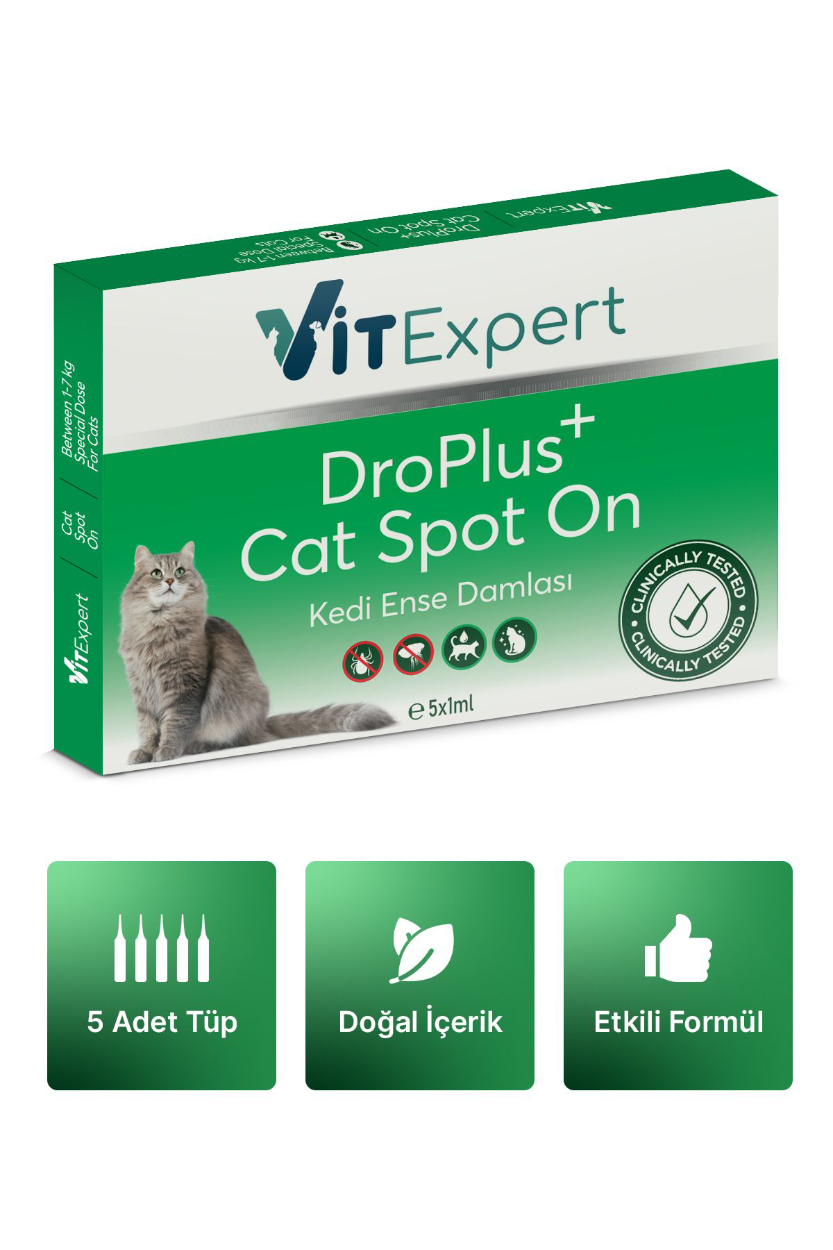 Vitexpert Droplus Kedi Damlasi Pire Diş Parazit Bit Kene Deri Bakimi İçin B
