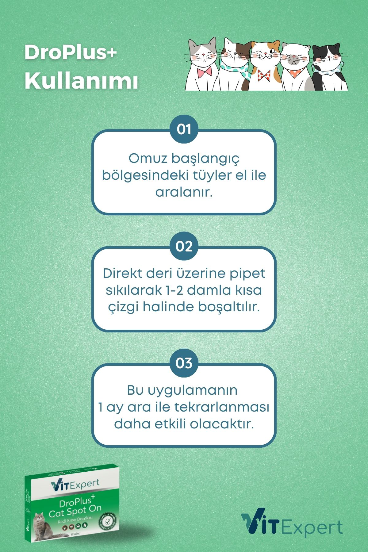 Vitexpert Droplus Kedi Damlasi Pire Diş Parazit Bit Kene Deri Bakimi İçin B