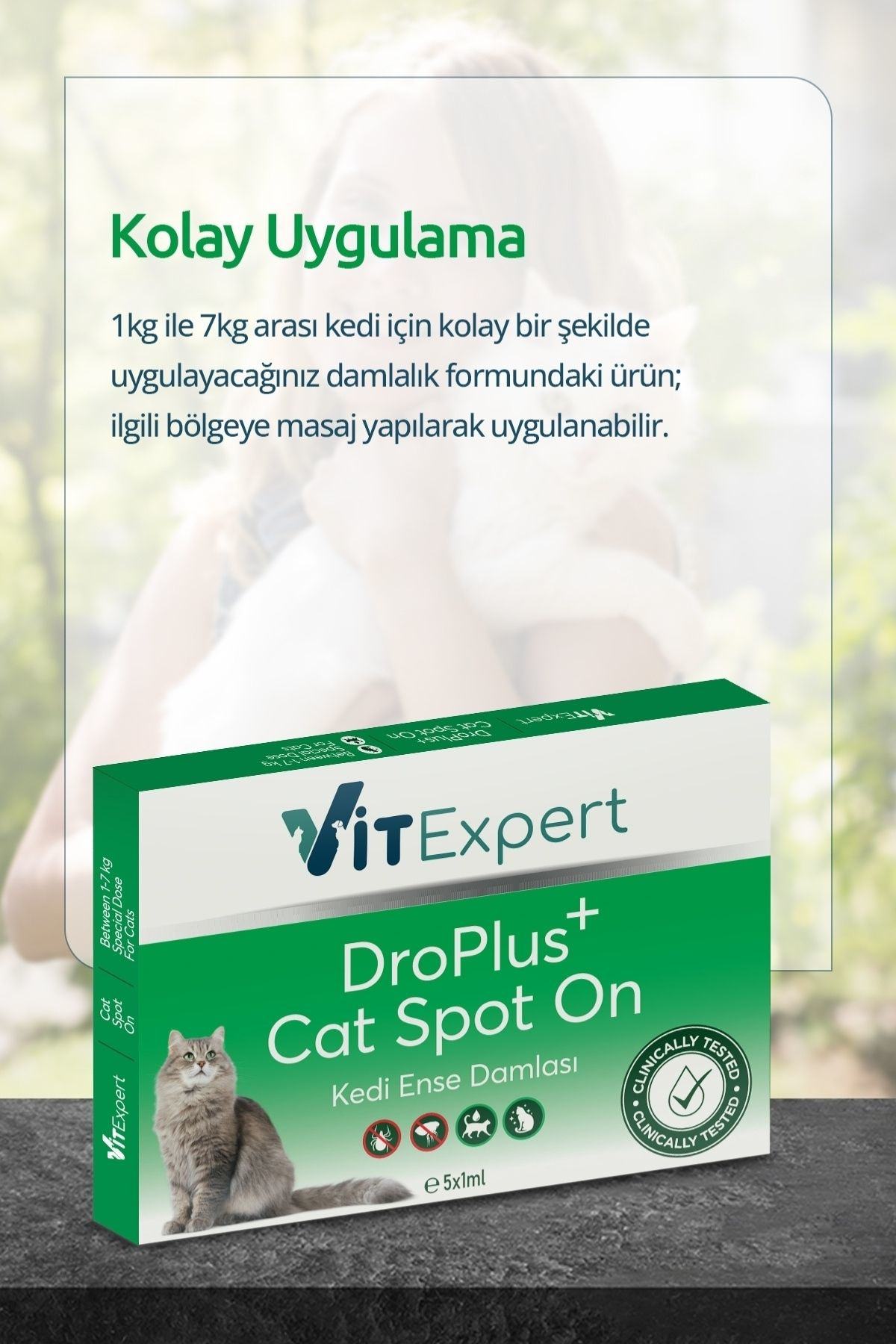 Vitexpert Droplus Kedi Damlasi Pire Diş Parazit Bit Kene Deri Bakimi İçin B