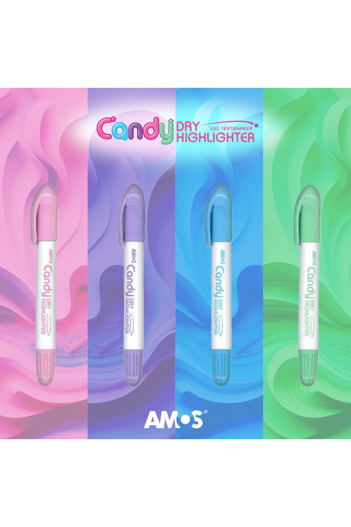 Amos Dry Highlighter - Fosforlu Jel Kalem - Pastel Mor