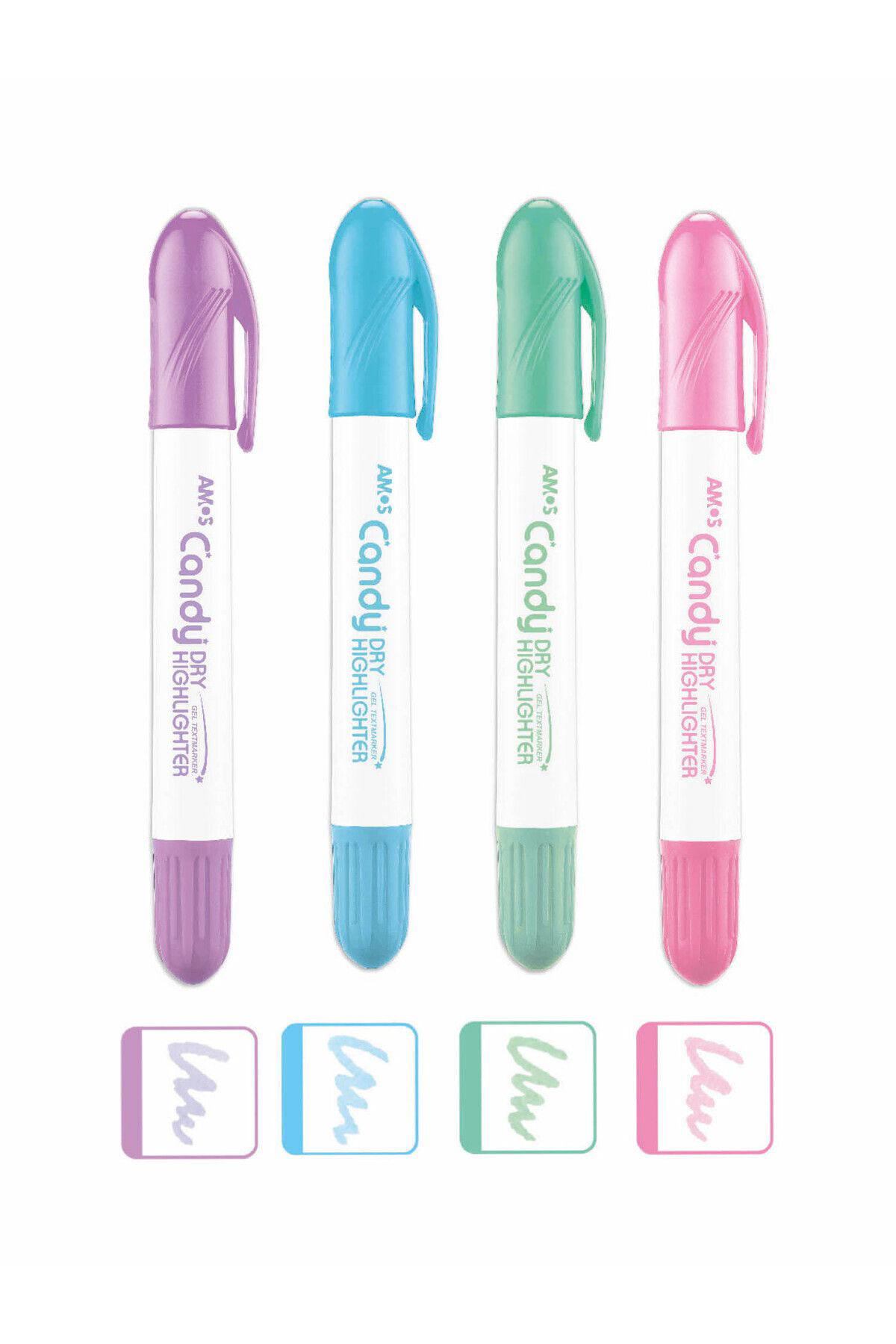 Amos Dry Highlighter - Fosforlu Jel Kalem - Pastel Mor