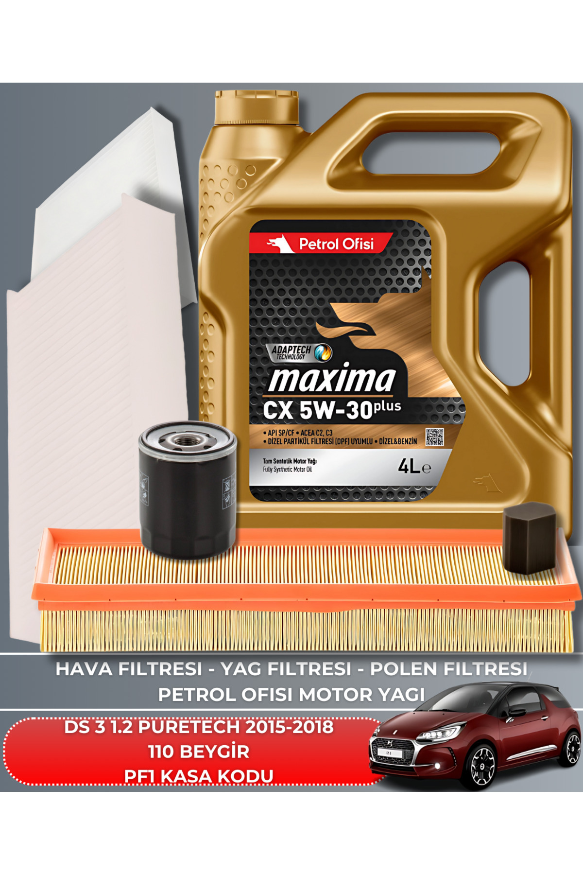 Petrol Ofisi Ds 3 1.2 Puretech 2015-2016-2017-2018 110 Beygir Bakim Seti