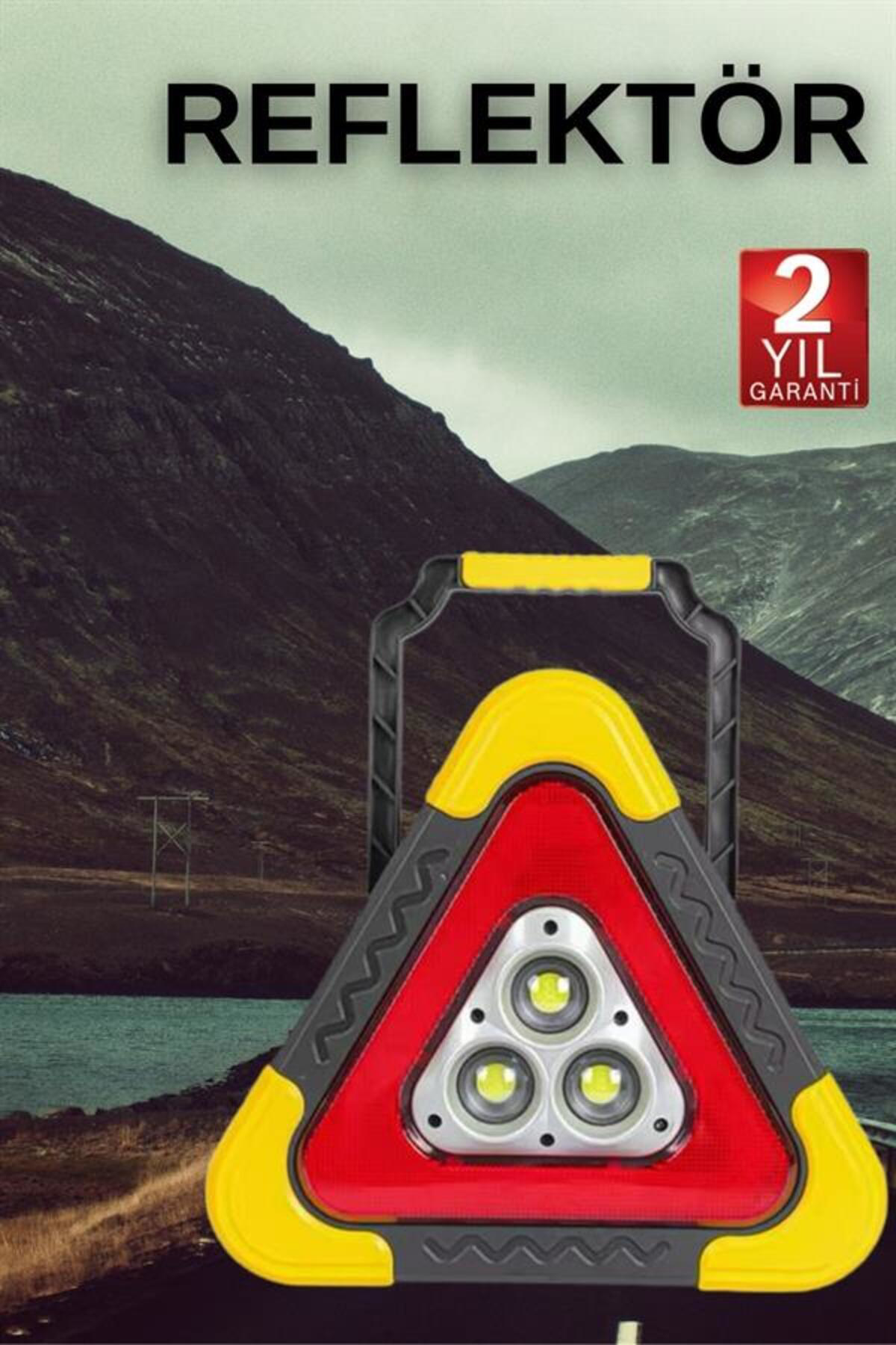 DS-DERIN Işıklı Üçgen Reflektör Led Projektör Acil Durum Feneri F