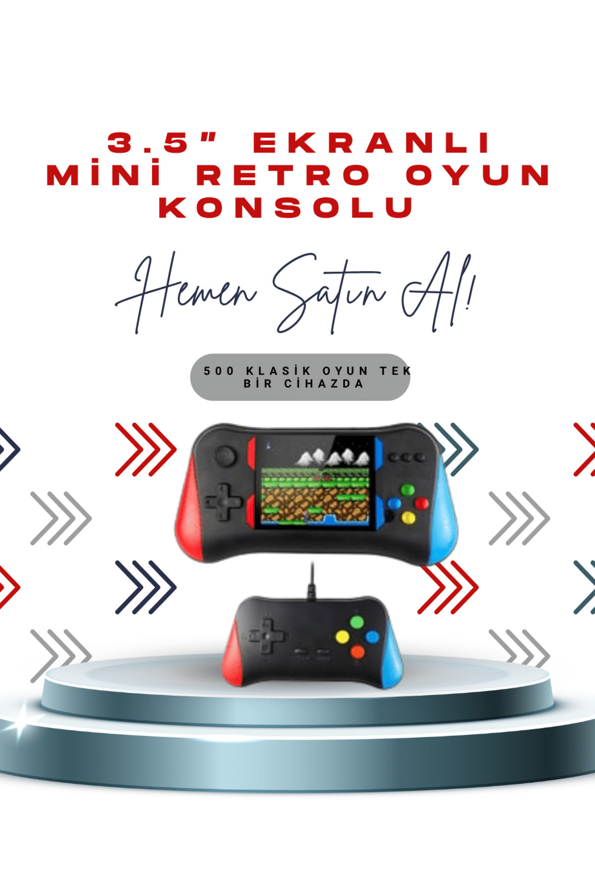 DS-DERIN X7M Vintage 3.5 İnç 500’ü 1 Arada Klasik Oyun Konsolu