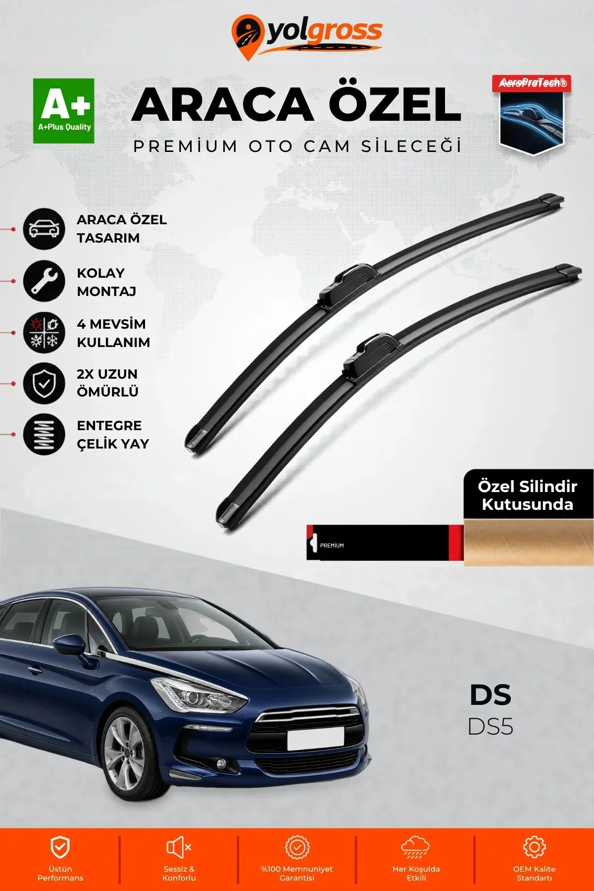 DS DS5 Ön Cam Silecek Seti 2017 Üzeri Premium Araca Özel 70-40 Cm A+ Kalite