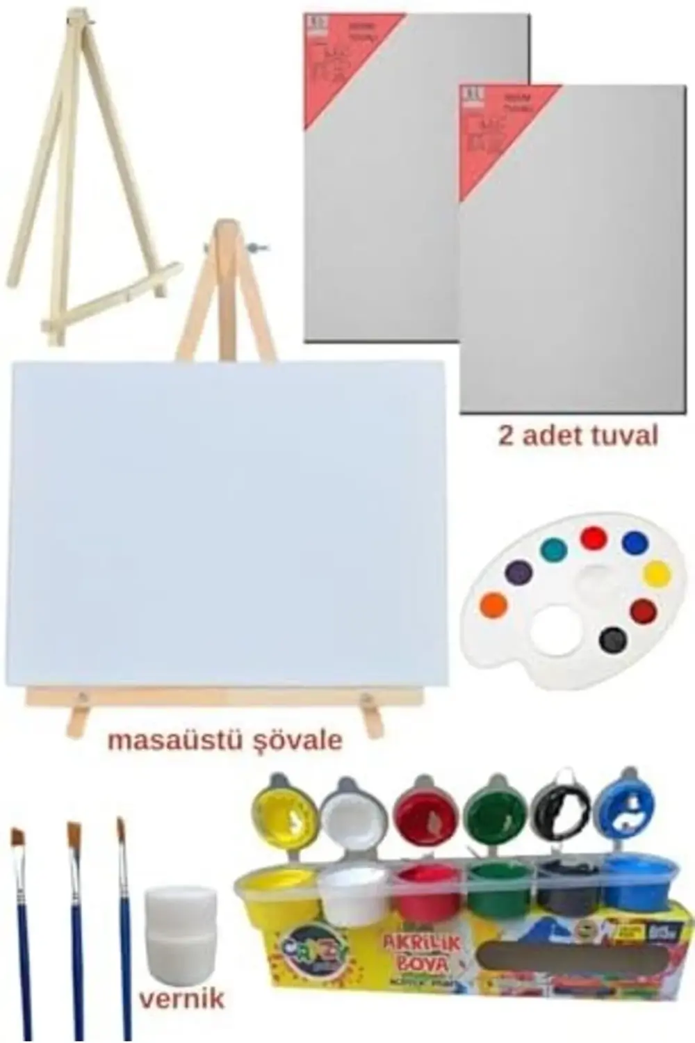 DSH Doğal Seramik Hamuru Resim - Boya Seti - Mini Masa Şövalesi,