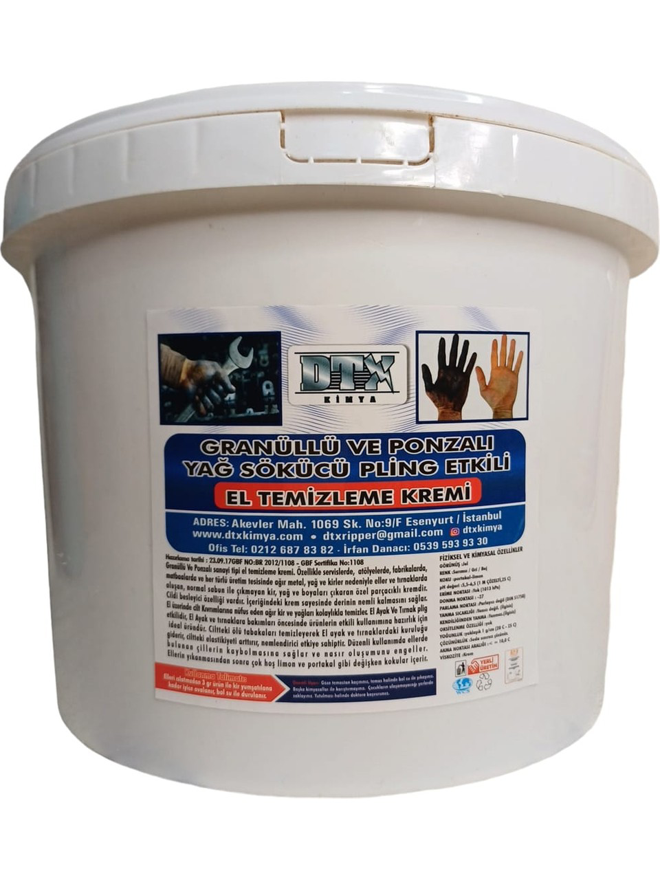 Dtx Kimya  Endüstriyel Kumlu Ponzalı El Temizleme Kremi ( Sabunu ) 5 Kg