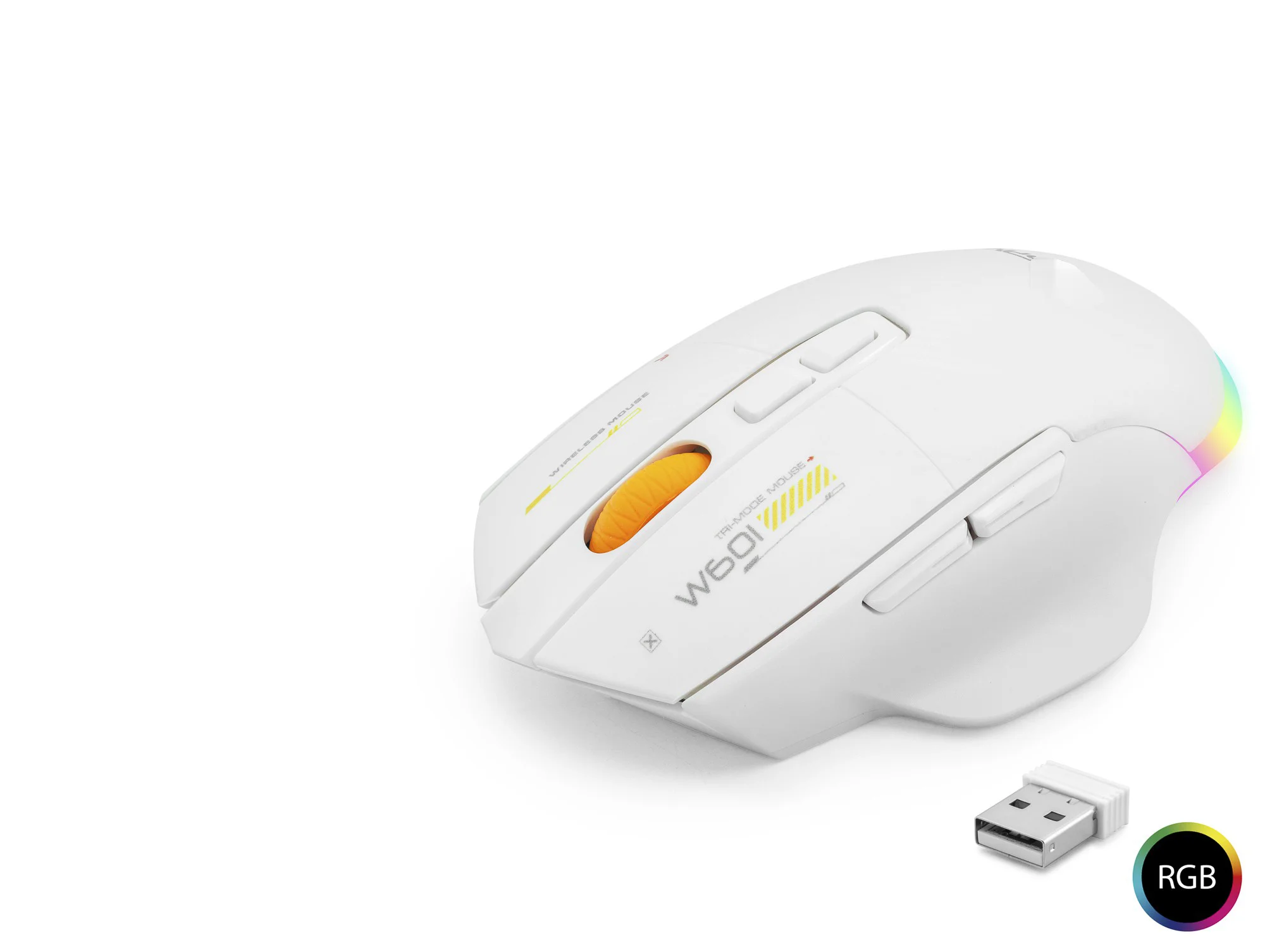 Dual Mode Kablosuz Mouse 12800 Dpi 7 Tuş Makro 1000Hz Rgb - Beyaz W601W Dual Mode Kablosuz Mouse 12800 Dpi 7 Tuş Makro 1000Hz Rgb - Beyaz W601W