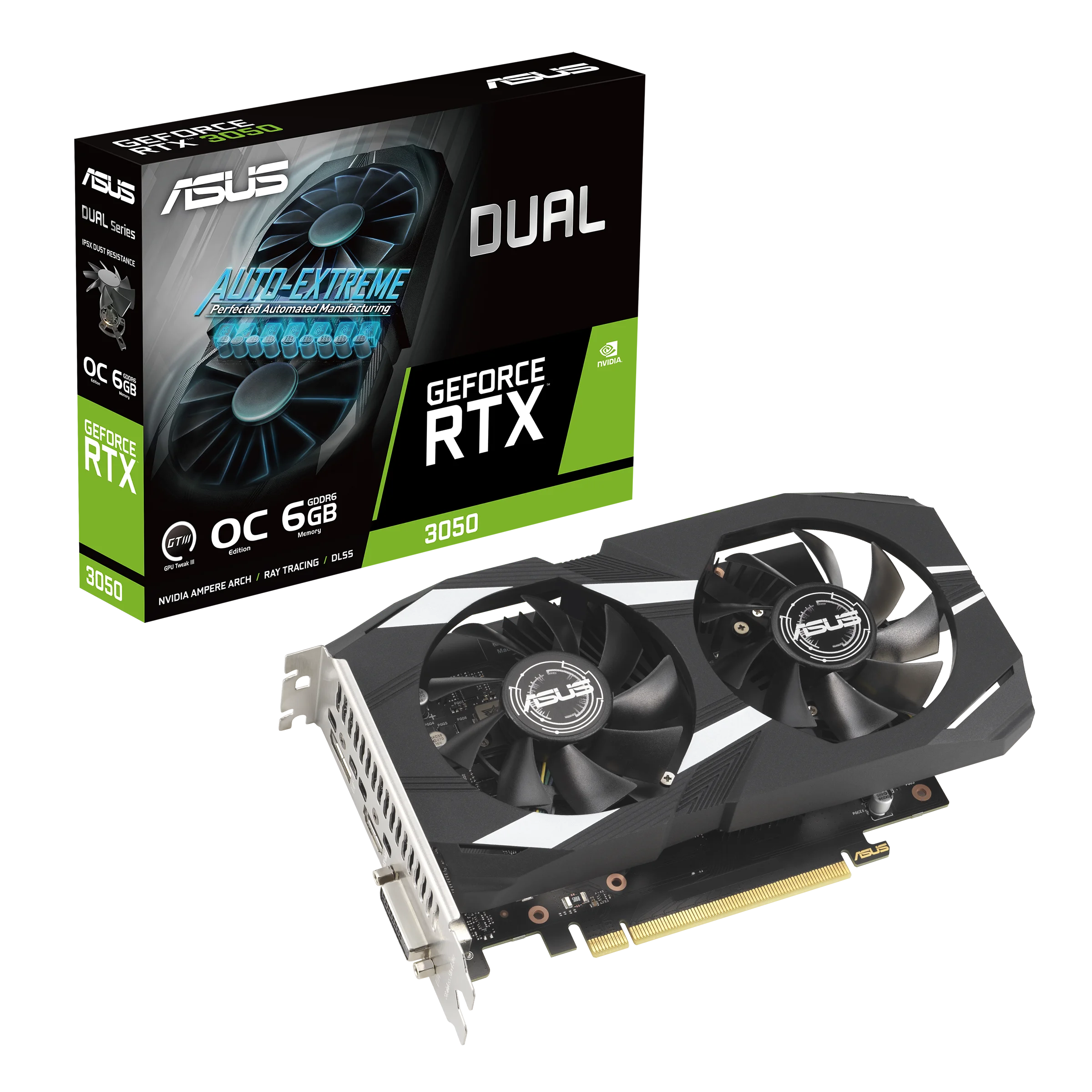 DUAL-RTX3050-O6G  6GB, GDDR6, 96Bit, 1xHDMI, 1xDP, 1xDVI GAMING Ekran Kartı Fiyatı, Yorumları ve Özellikleri