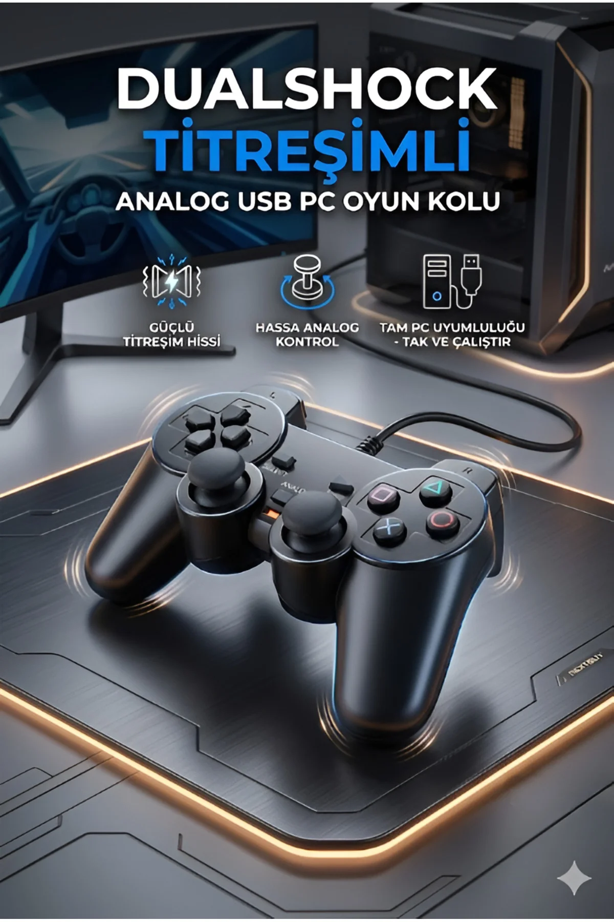 Dualshock Titreşimli Analog Usb Pc Oyun Kolu