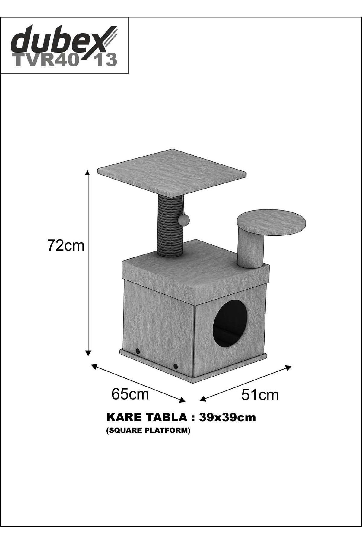 Dubex  65X51x72 Cm Kedi Oyun Evi Ve Tirmalama Platformu Tarçin