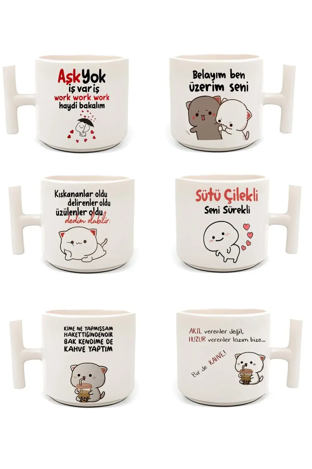 Duble Türk Kahvesi Fincanı & Espresso Komik Motto 6'lı T Kulp 200