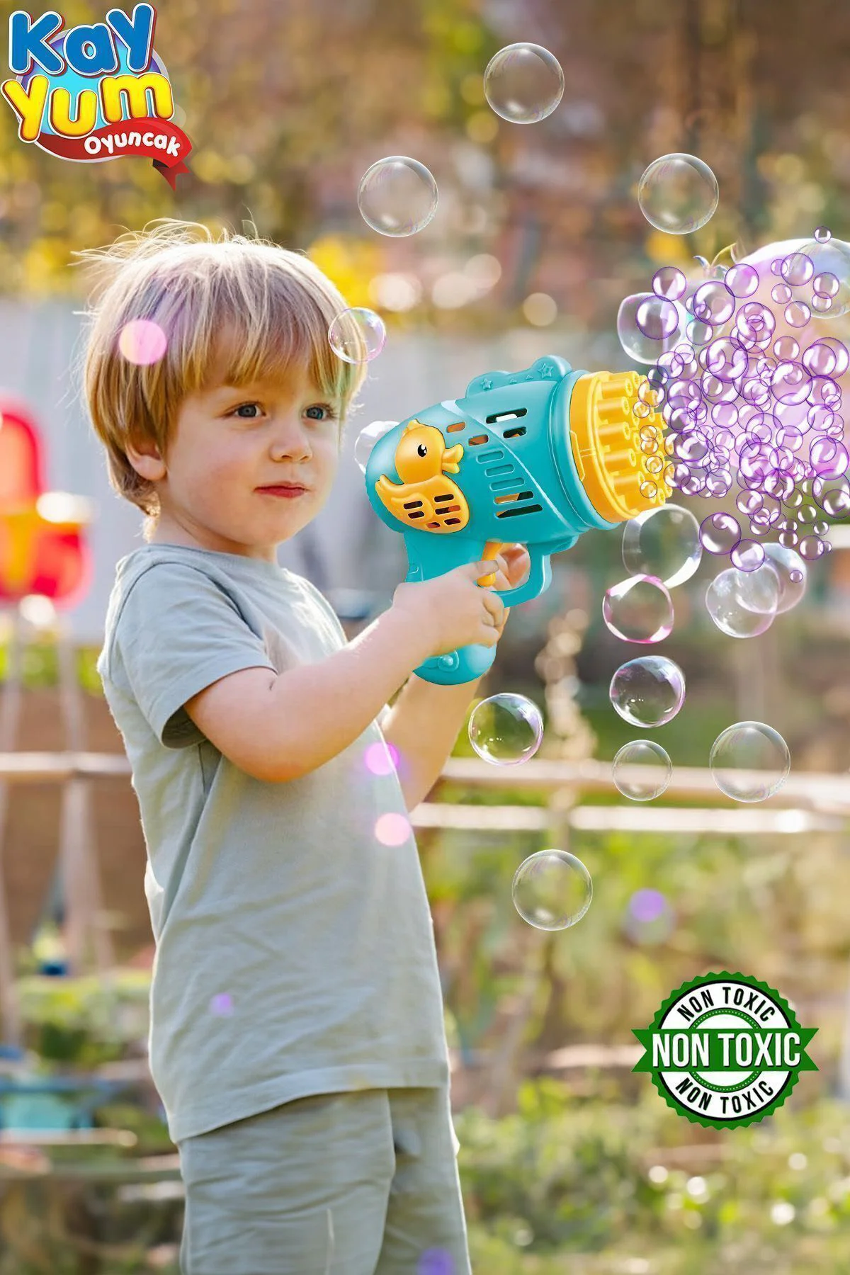 Duck Çok Delikli Pilli Köpük Atan Tabanca Oyuncağı 23 Delikli Bubble Gun
